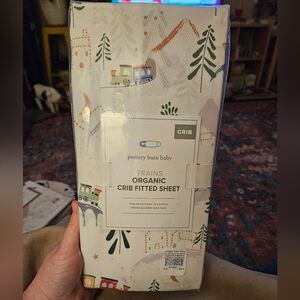 NIB Pottery Barn Baby Trains Organic Crib Fitted Sheet